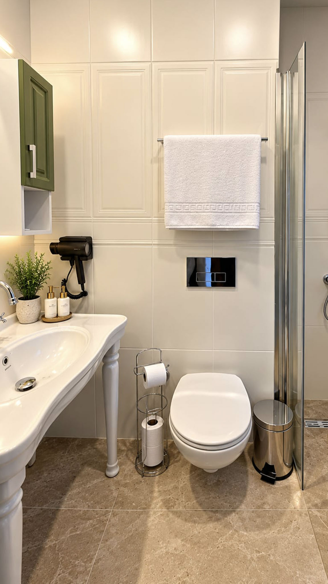 Kıbrıs Konağı Twin Room modern ve temiz banyo